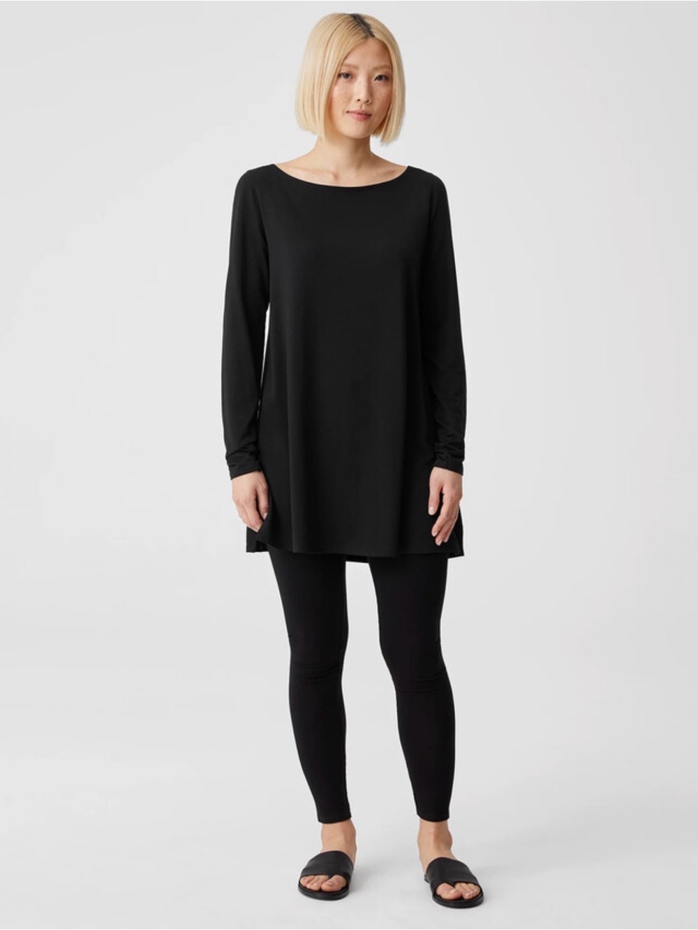 Eileen Fisher Black Long-Sleeve A-Line Tunic